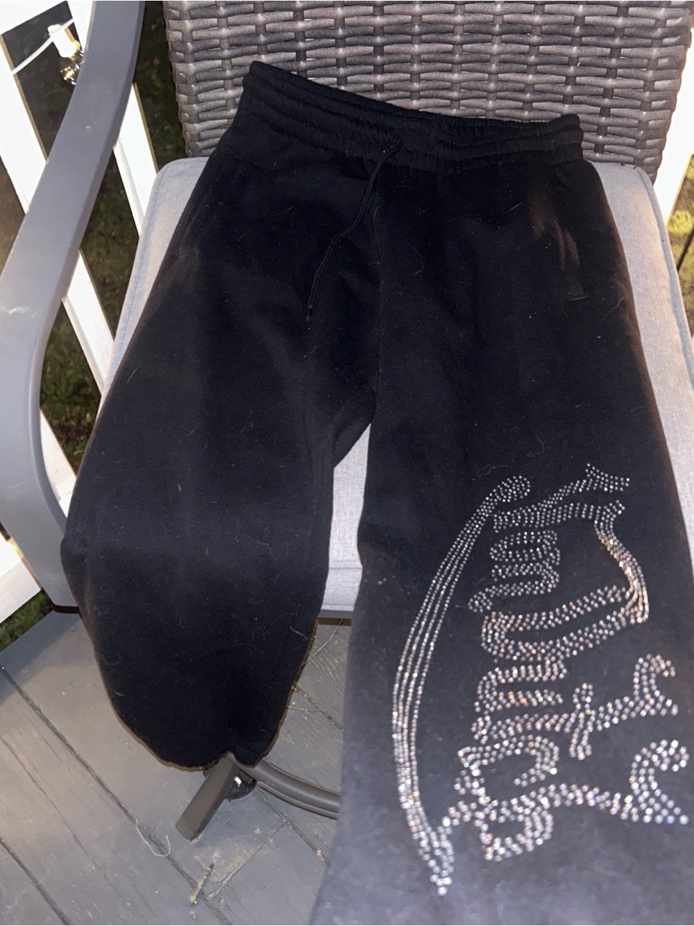 Von Dutch Black Rhinestone Logo Joggers